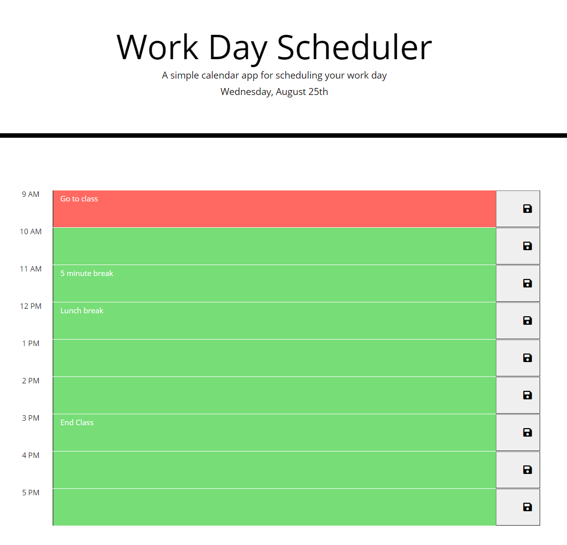 Work Day Scheduler